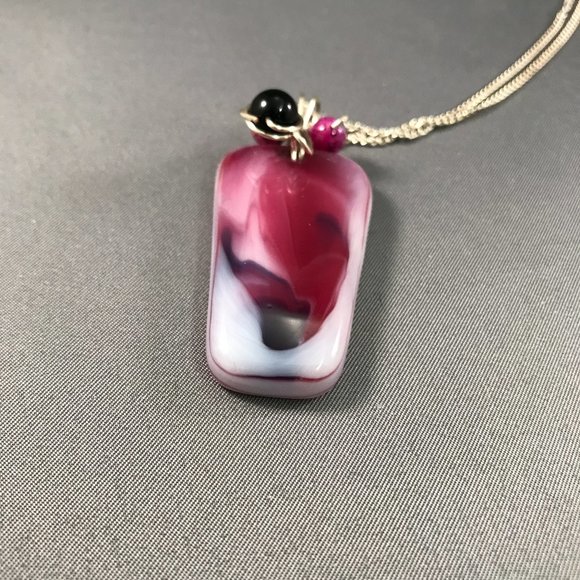 Artisan Fused Glass Pendant Necklace Gorgeous! - Picture 5 of 7